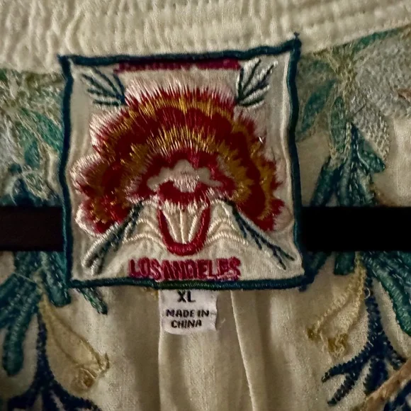 Johnny Was Los Angeles Linen Embroidered Bird Tunic XL Boho - Picture 4 of 4